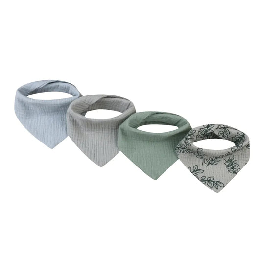 4 Piece Cotton Bib Set - Cool Foliage