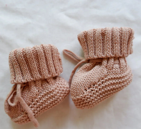 Knit Baby Booties - Camel