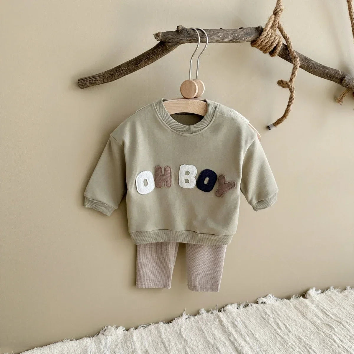 Oh Boy 2 Piece Sweater & Pants Set - Sage