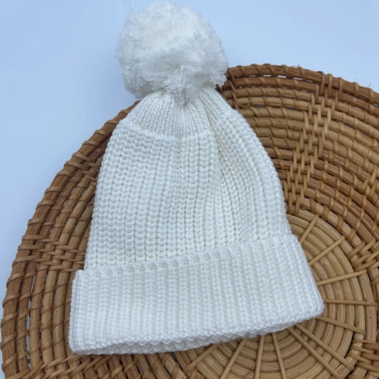 Knit Baby Hat - White