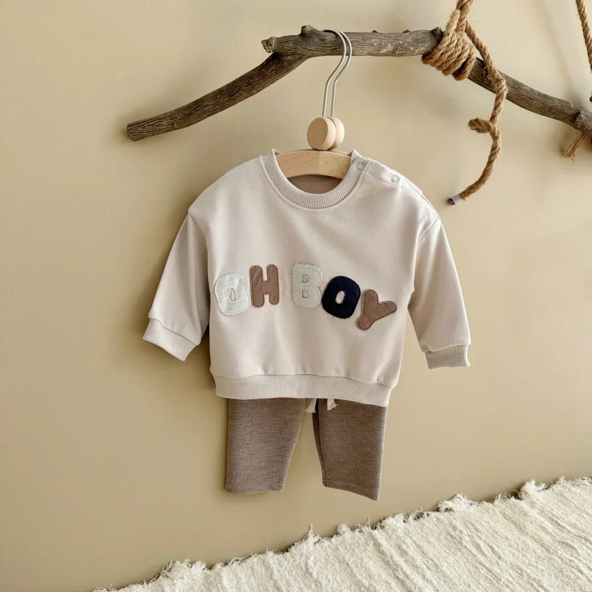Oh Boy 2 Piece Sweater & Pants Set - Oat