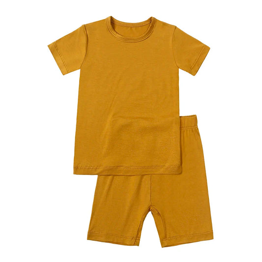 Bamboo Shorts & T-Shirt Lounge Set - Mustard