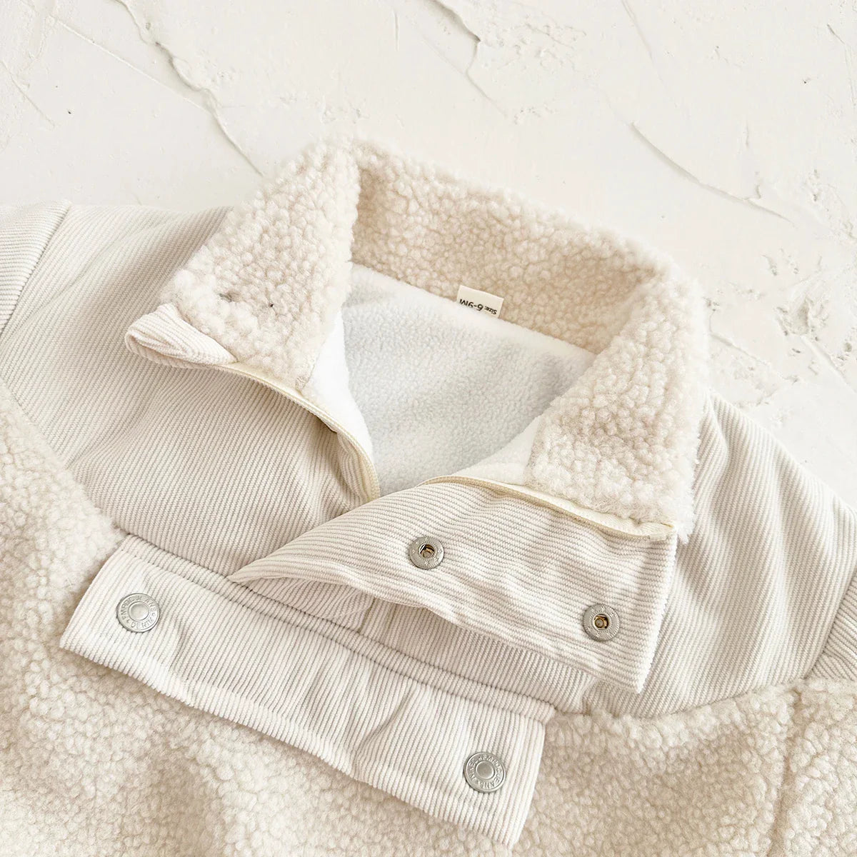 Sherpa & Corduroy Pullover Jacket - Ivory