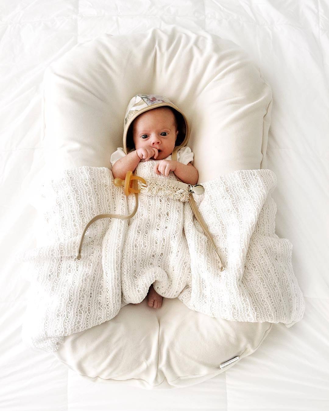 Cotton Baby Lounger with Removable Cover in Cream