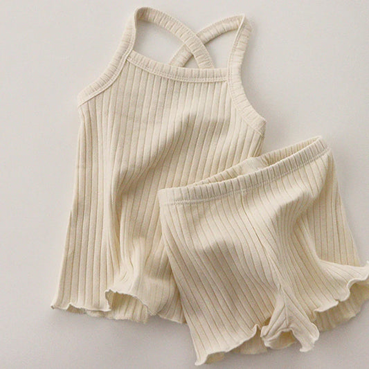 Basic Crossback Ribbed Tank & Shorts Set