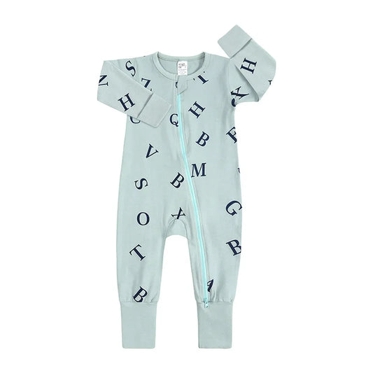 Alphabet Blue Zippered Sleeper