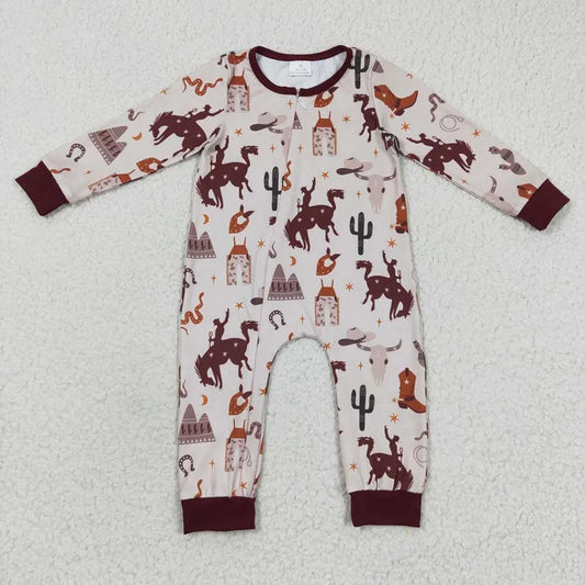 Western Print Zippered Onesie
