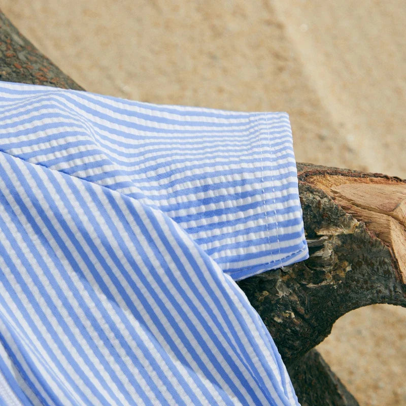 Hamptons Striped Zip-Up Swimsuit & Sun Hat Set