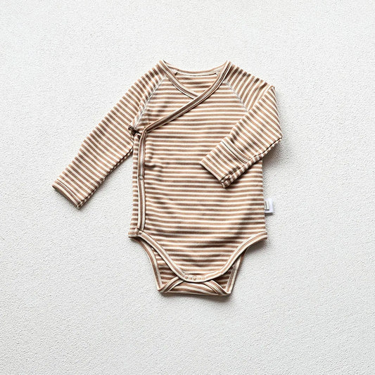 Basic Long Sleeve Onesie & Pants - Brown Stripes