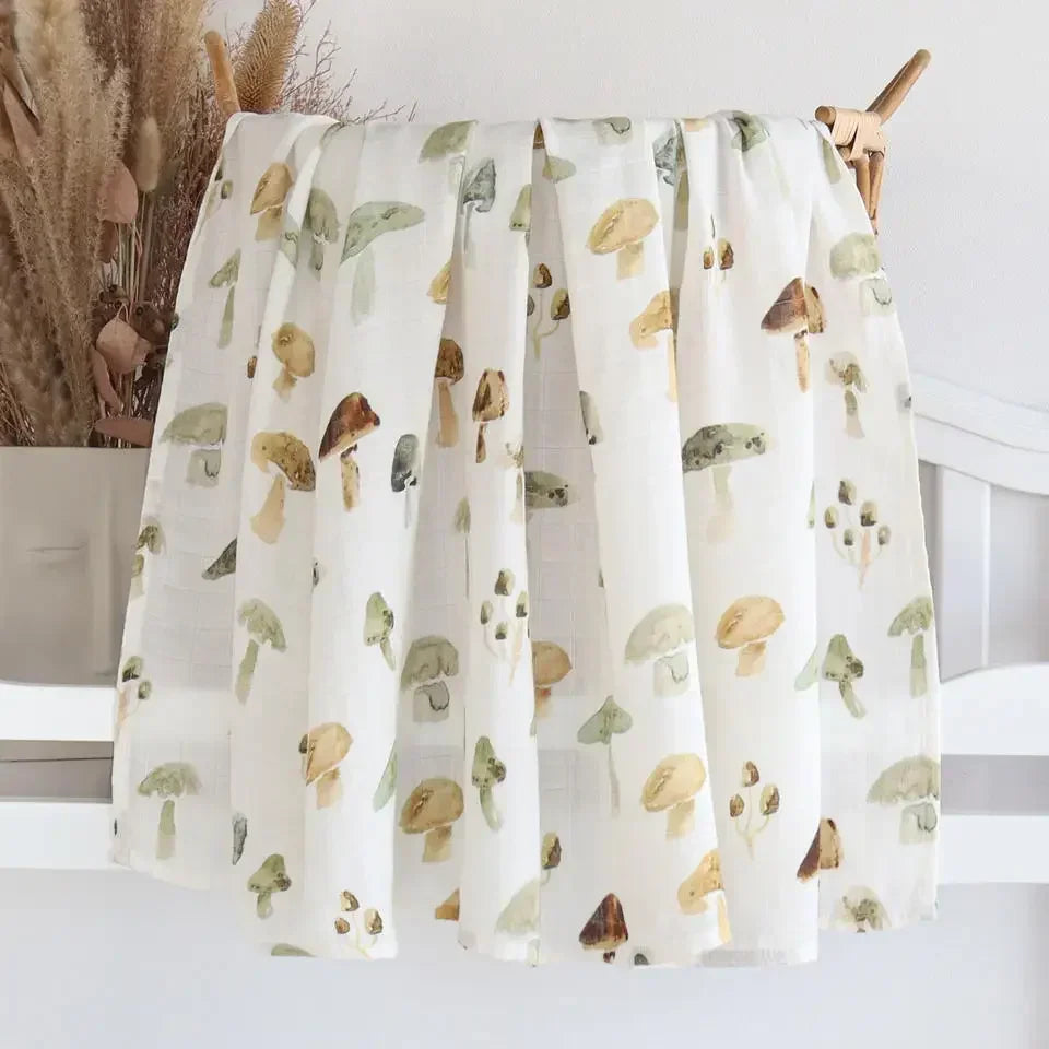 Muslin Swaddle Blanket - Mushroom