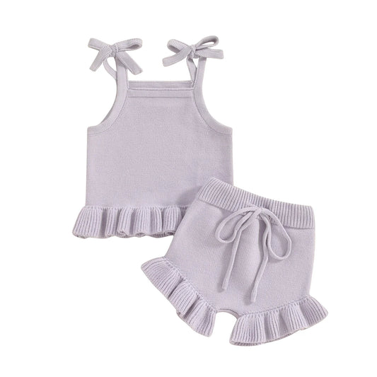 Knit Ruffle Tank & Shorts Set