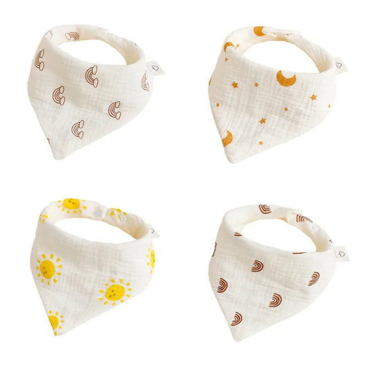 4 Piece Cotton Bib Set - Sky