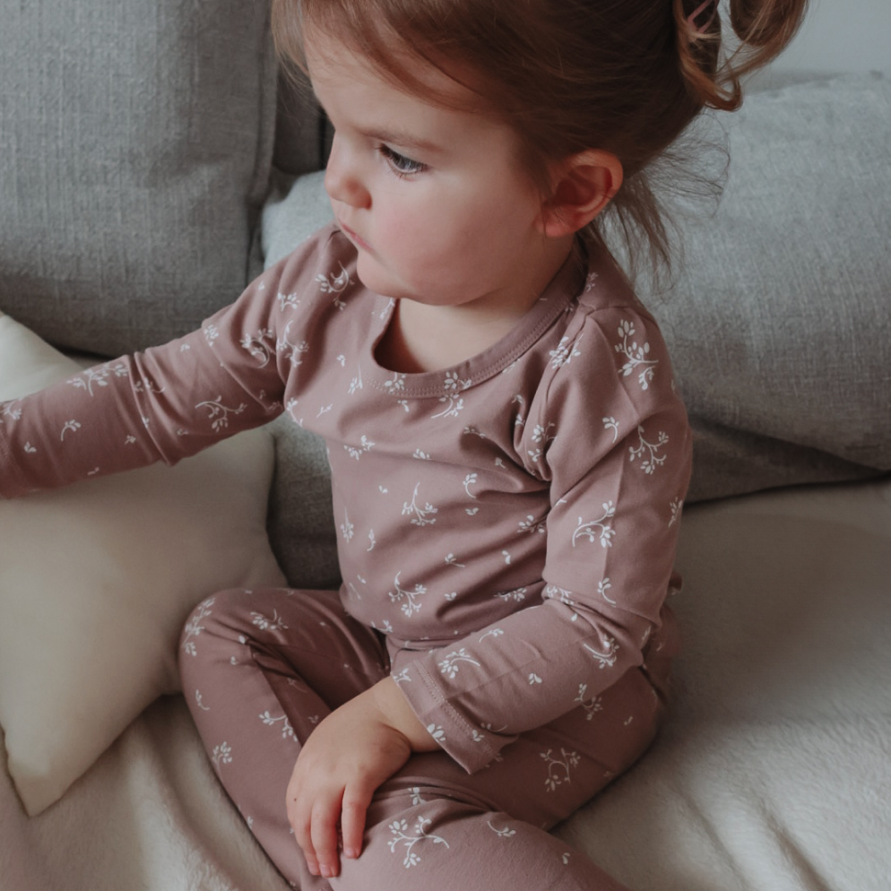 Long Sleeve Pajamas - Blush Floral Print