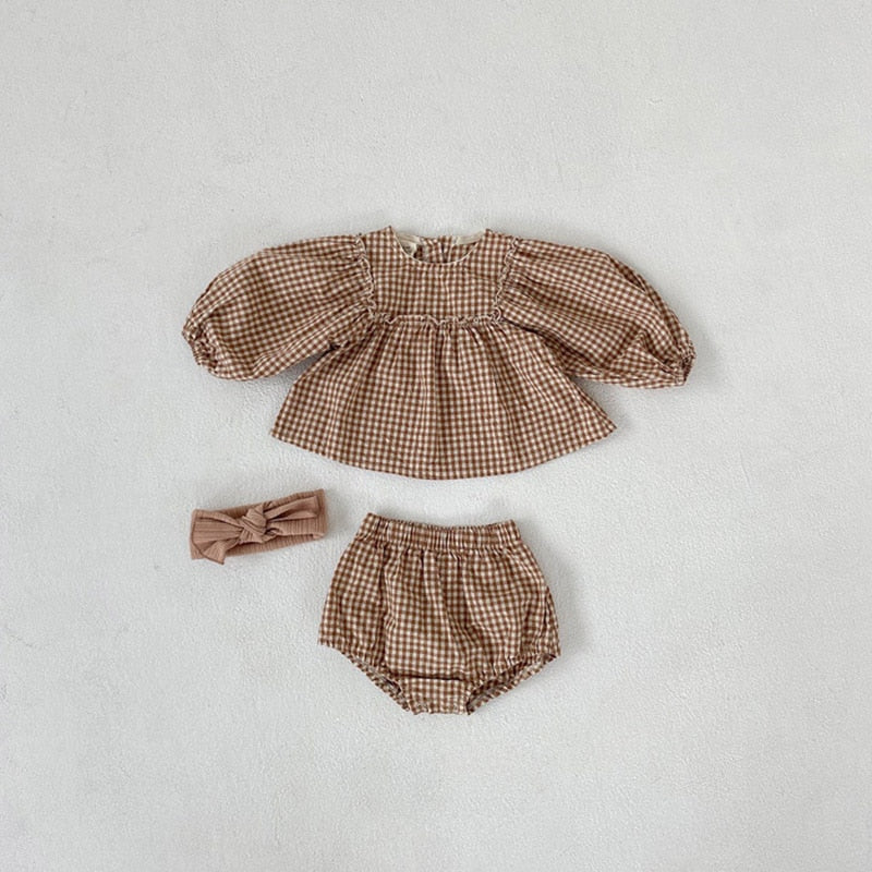 Gingham Puff Sleeve 2 Piece