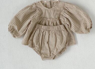Gingham Puff Sleeve 2 Piece