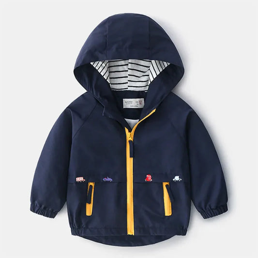 Hooded Windbreaker With Pockets