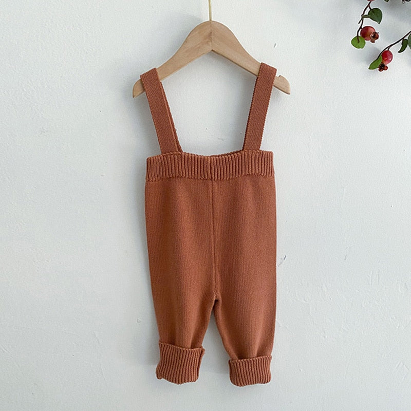 Classic Knit Overalls in Coffee