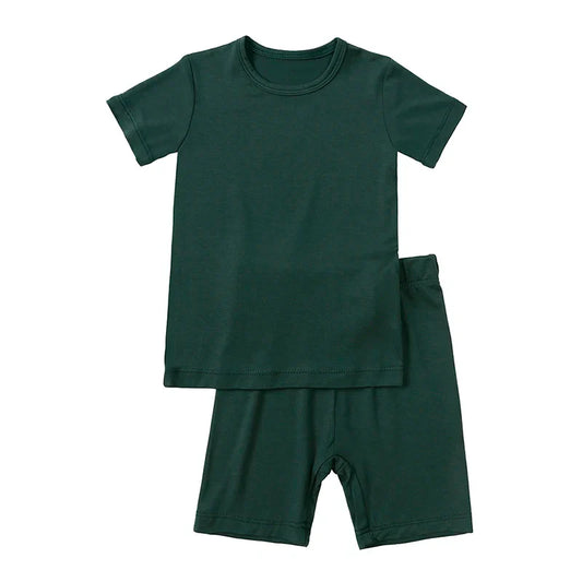 Bamboo Shorts & T-Shirt Lounge Set - Forest Green