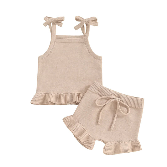 Knit Ruffle Tank & Shorts Set