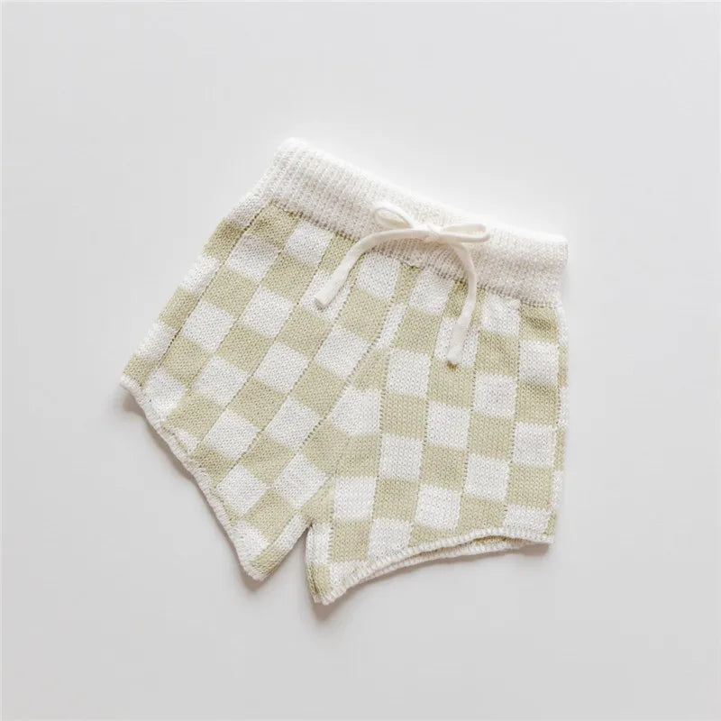Summer Knit Checkered Set - Sage