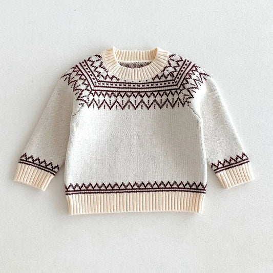 Festive Knit Sweater - White & Burgundy