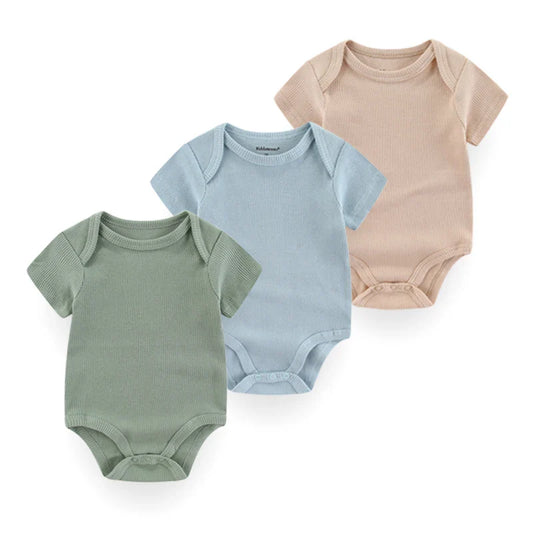 3 Piece Onesie Bundle - Green, Blue & Beige