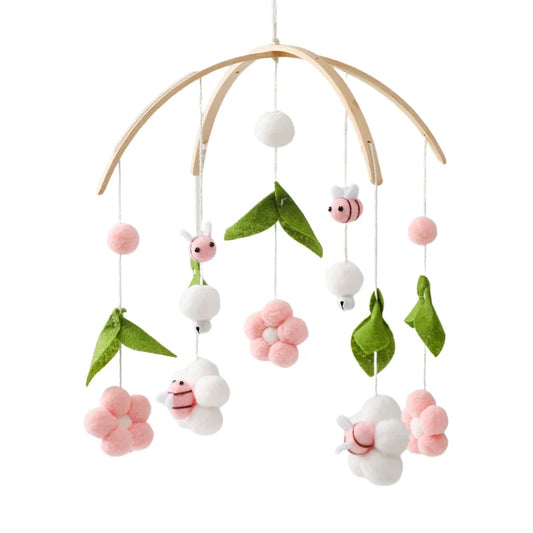Pink Bee & Flowers Hanging Mobile