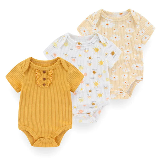 3 Piece Onesie Bundle - Sun & Flower Theme