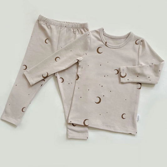 Long Sleeve Pajamas - Moon Print