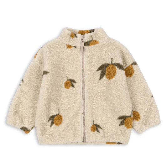 Sherpa Lemon Print Zip-Up Sweater