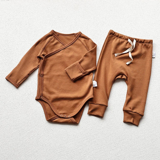 Basic Long Sleeve Onesie & Pants - Camel