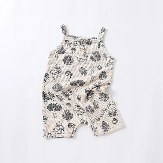 Mushroom Cotton Waffle Romper Tank