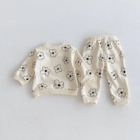 Girls Flower Print Sweatsuit