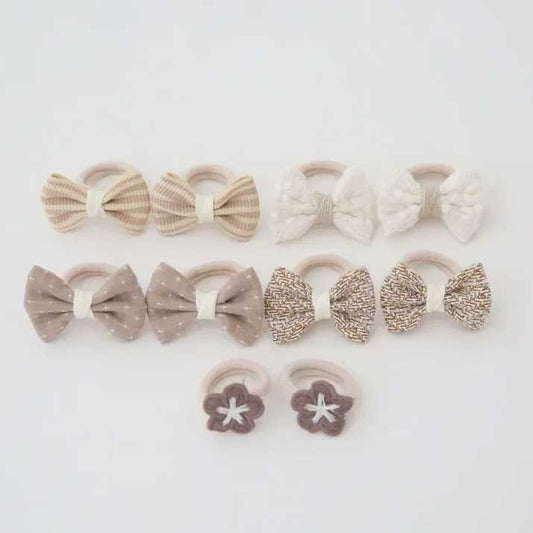10 Piece Hair Tie Bow Set - Dainty Neutrals