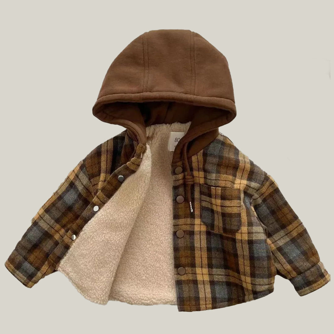 Plaid Fleece Lined Button Up Jacket