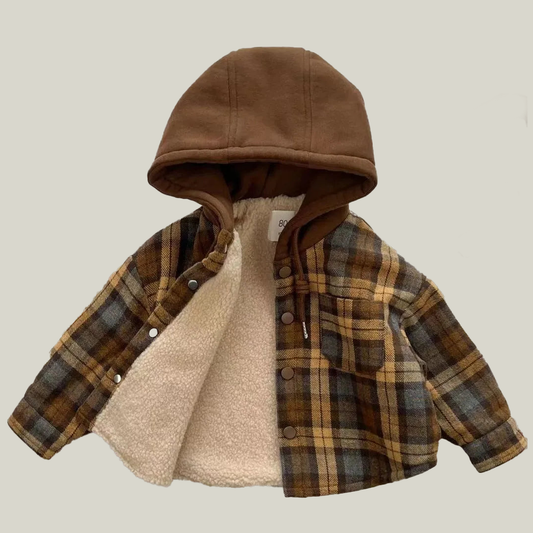 Plaid Fleece Lined Button Up Jacket