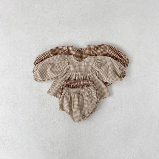 Gingham Puff Sleeve 2 Piece